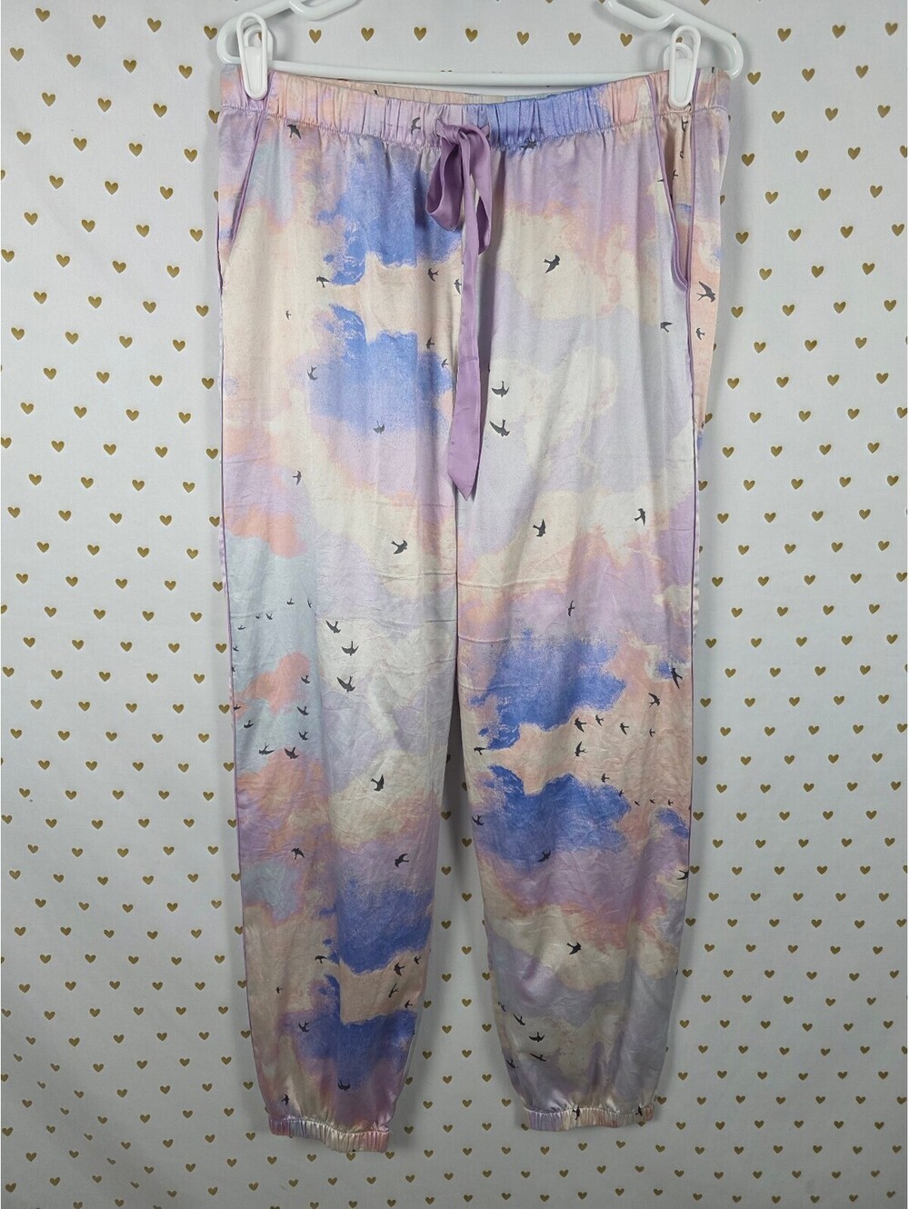 Victorias Secret Satin Silky Watercolor MEDIUM Sleep Pants Pajama PJ Bottoms